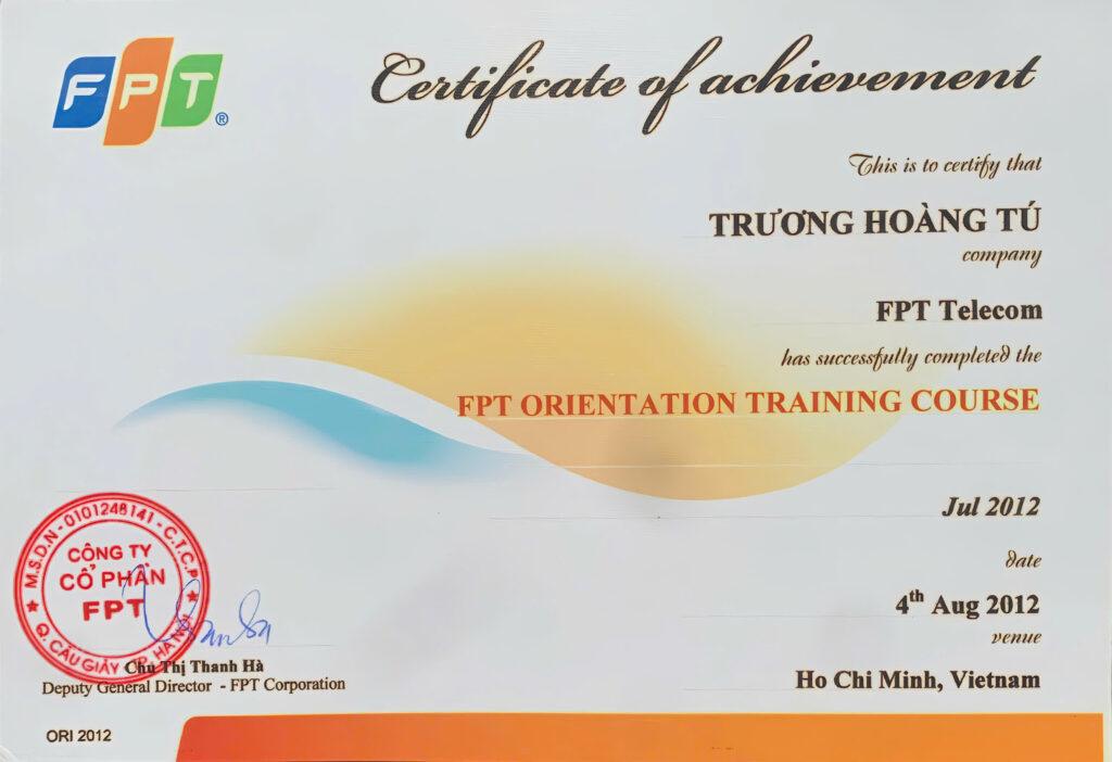 chứng chỉ nhân viên fpt